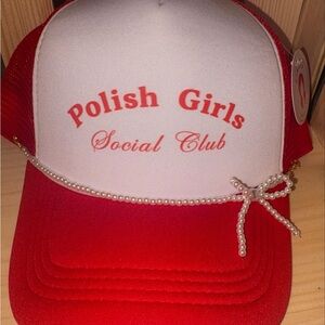 Polish Girls Social Club Red and White Trucker Hat